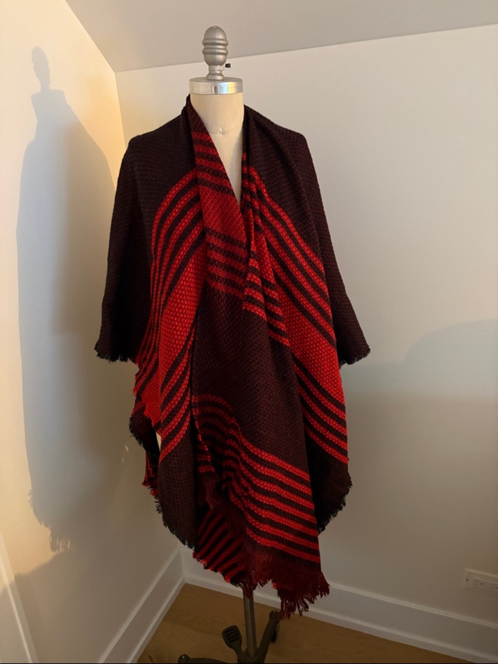 Merona Red and Black Striped Wrap Scarf